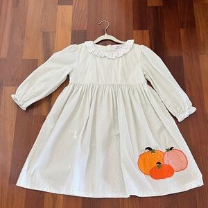 Charming White Halloween Dress with Pumpkin Design